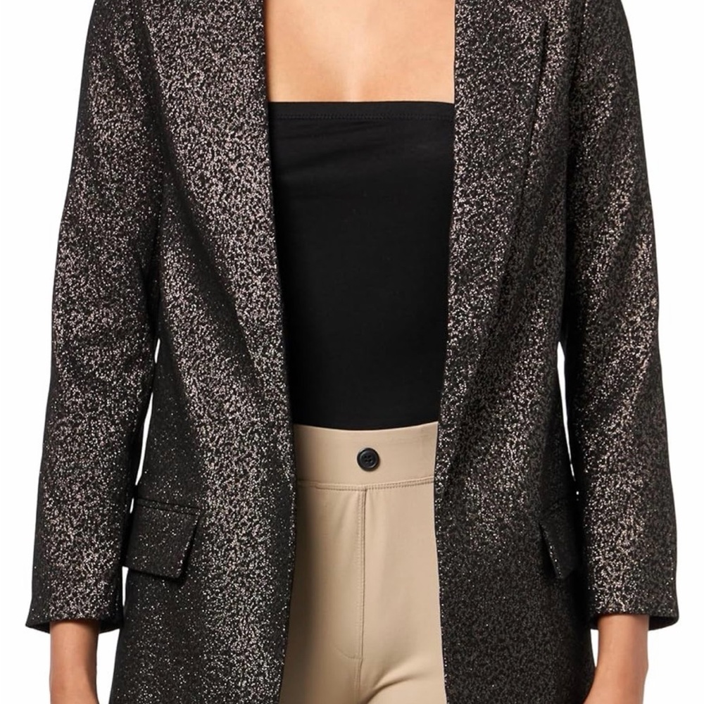 All Saints Alesia Lux Blazer in Black and Gold - Picture 1 of 4